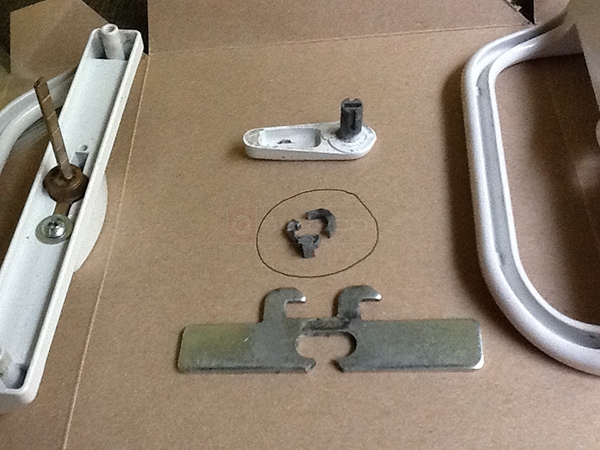 User submitted photos of a patio door handle set.