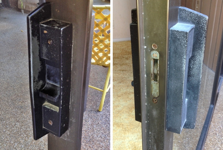 User submitted photos of patio door hardware.