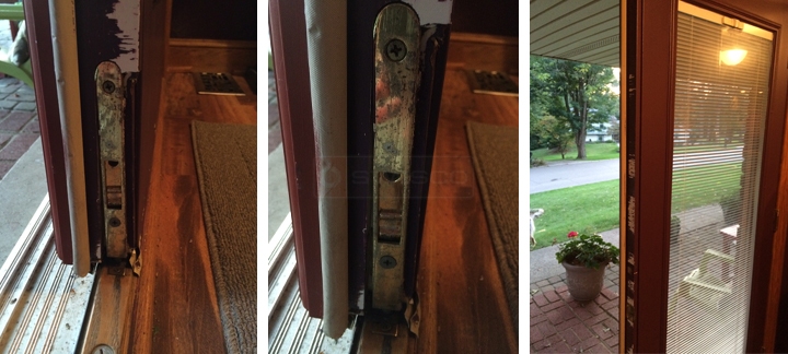 User submitted photos of patio door hardware.