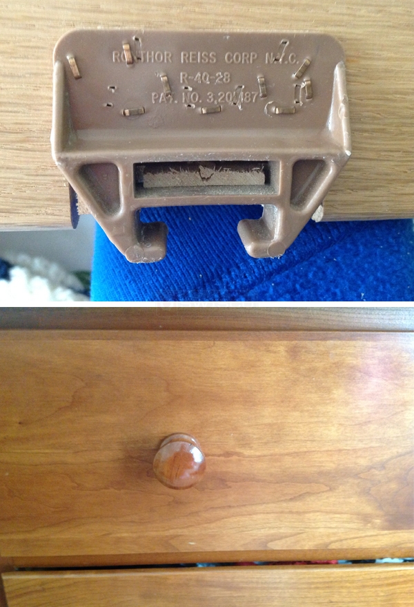 User submitted photos of drawer hardware.