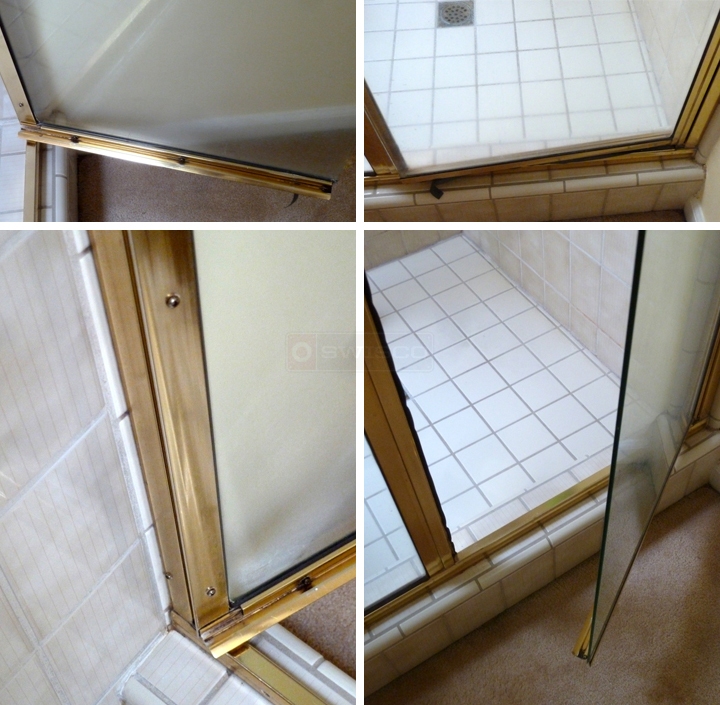 User submitted photos of shower door hardware.