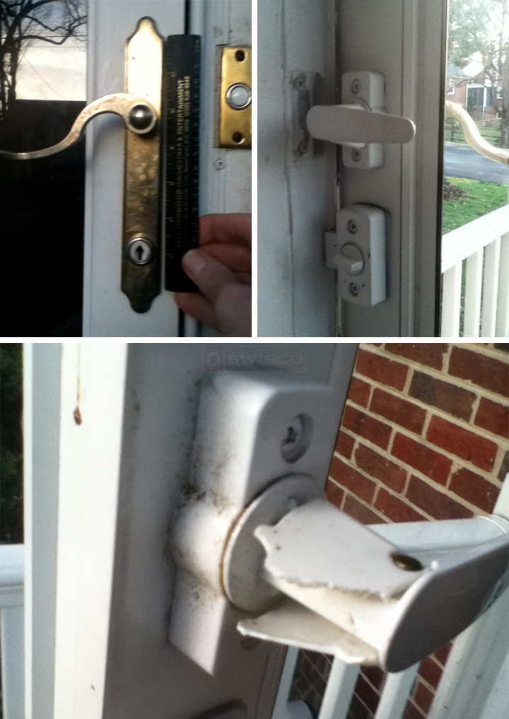 User submitted photos of a storm door handle set.