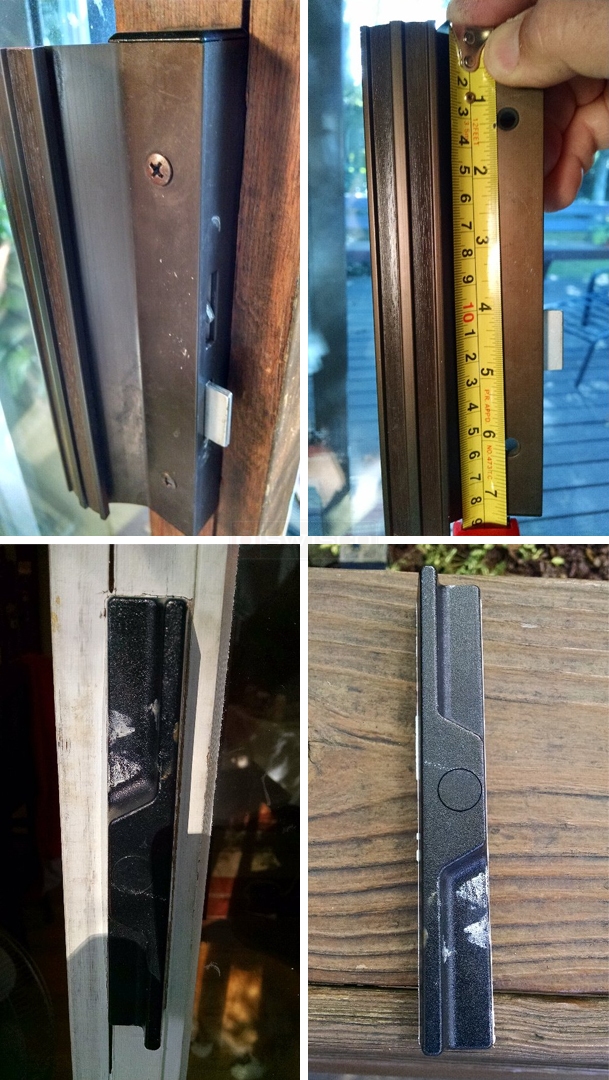 User submitted photos of patio door hardware.