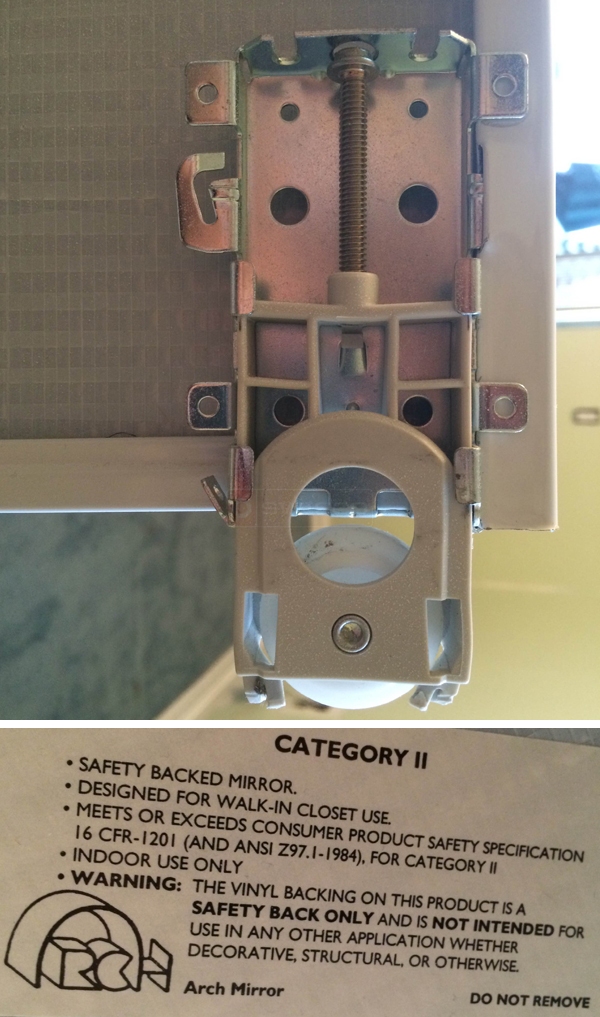 User submitted photos of mirror closet door hardware.