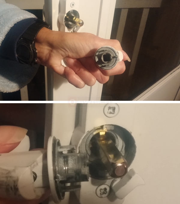 User submitted photos of a storm door handle.