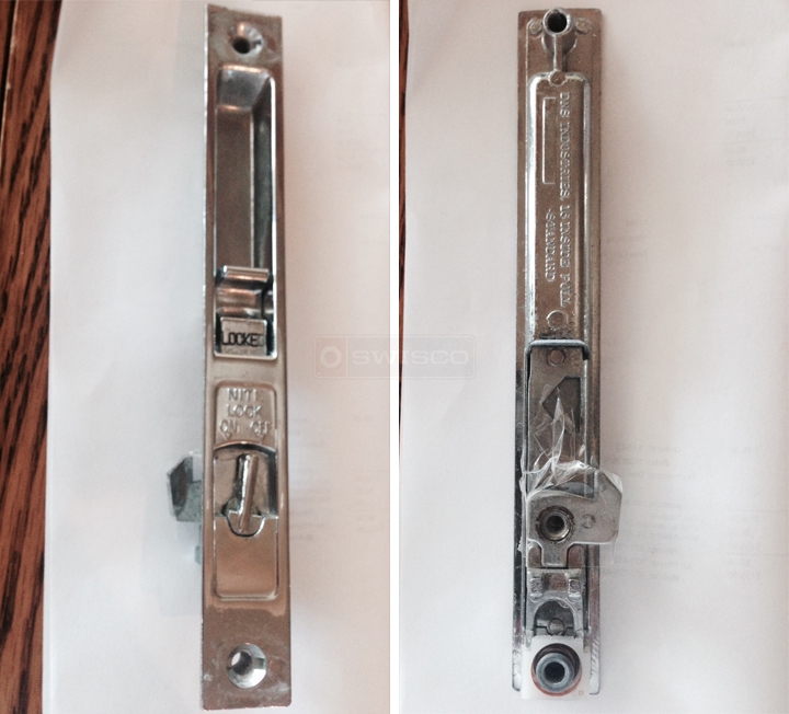 User submitted photos of patio door hardware.