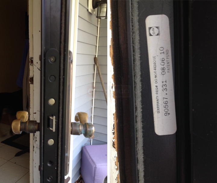 User submitted photos of patio door hardware.