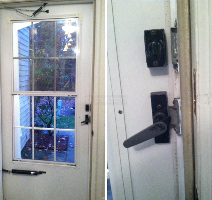 User submitted photos of storm door hardware.