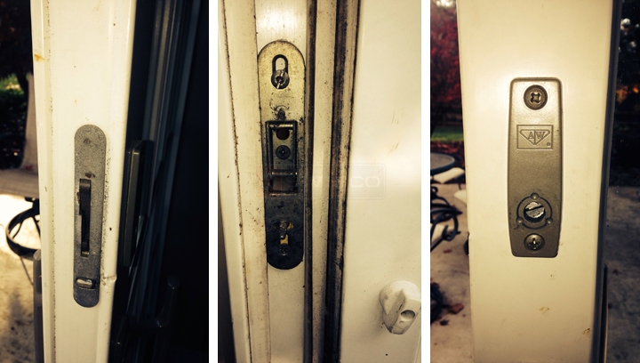 User submitted photos of patio door hardware.