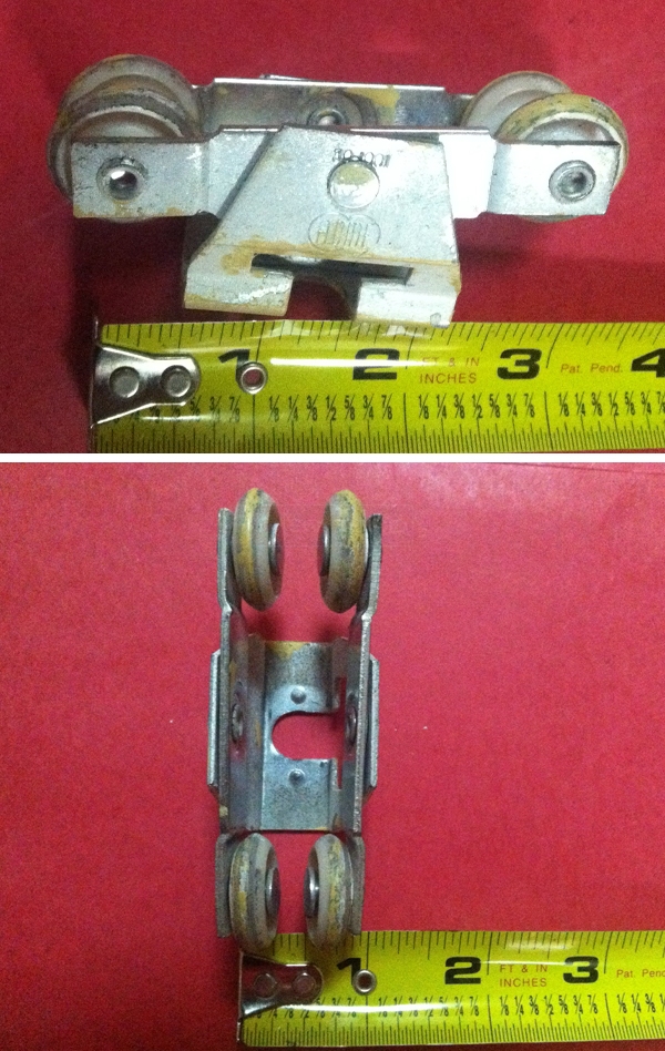 User submitted photos of a pocket door roller.