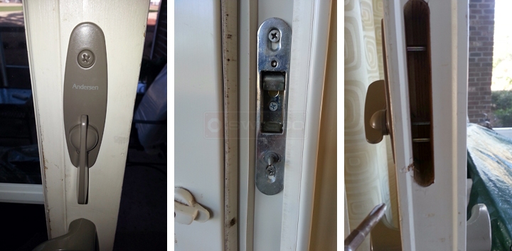 User submitted photos of patio door hardware.