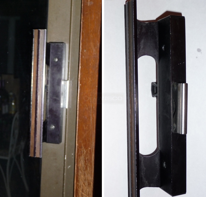 User submitted photos of patio door hardware.