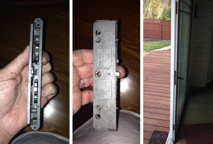 User submitted photos of patio door hardware.