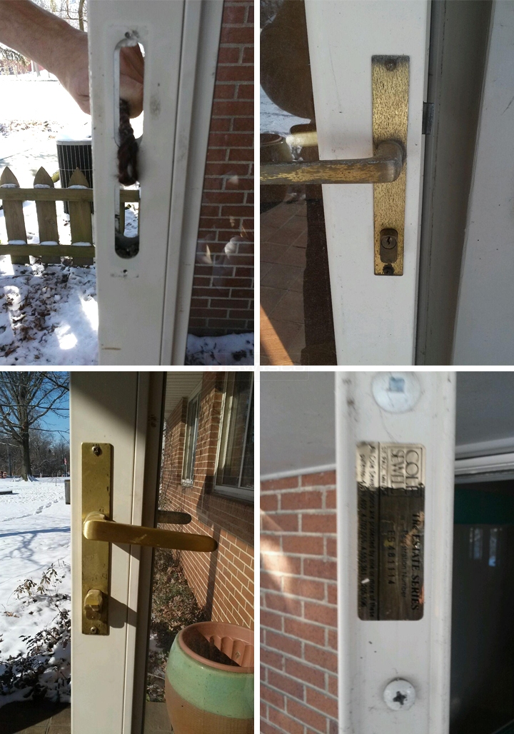 User submitted photos of storm door hardware.