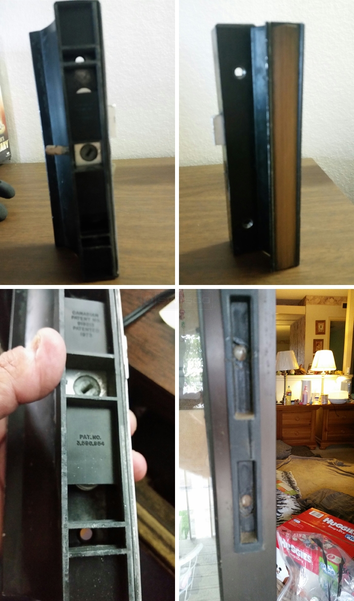 User submitted photos of patio door hardware.