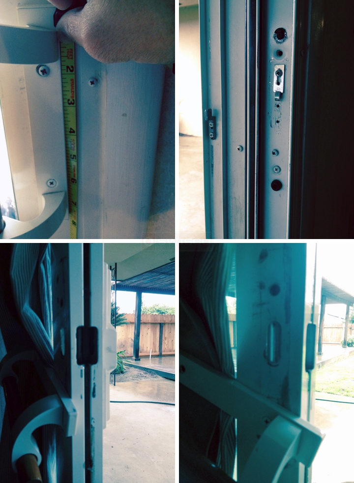 User submitted photos of patio door hardware.