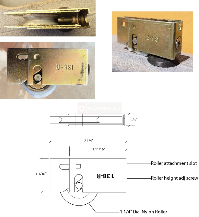 User submitted photos of a closet door roller.