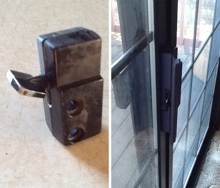 User submitted photos of patio door hardware.