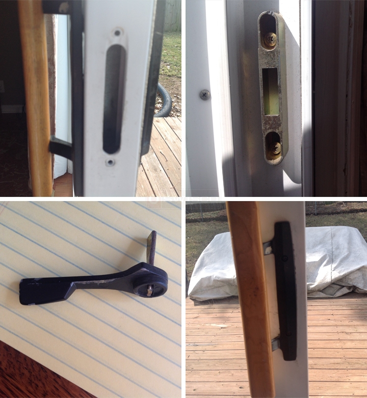 User submitted photos of patio door hardware.