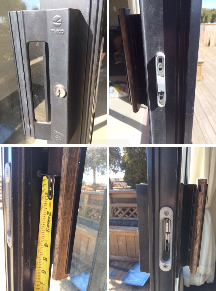 User submitted photos of patio door hardware.