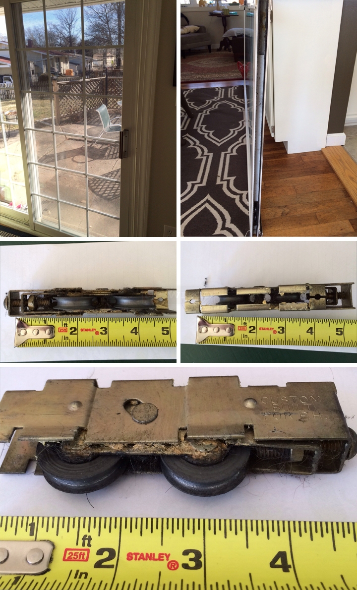 User submitted photos of a patio door roller.