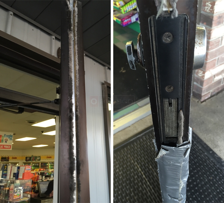 User submitted photos of commercial door weatherstripping.