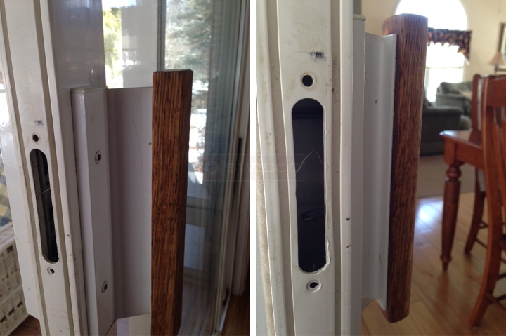 User submitted photos of patio door hardware.