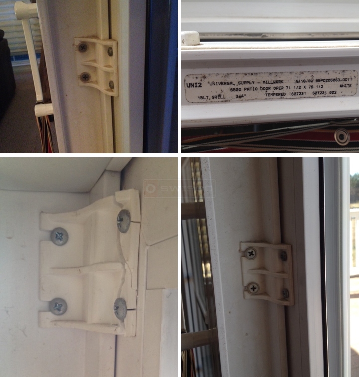 User submitted photos of patio door hardware.