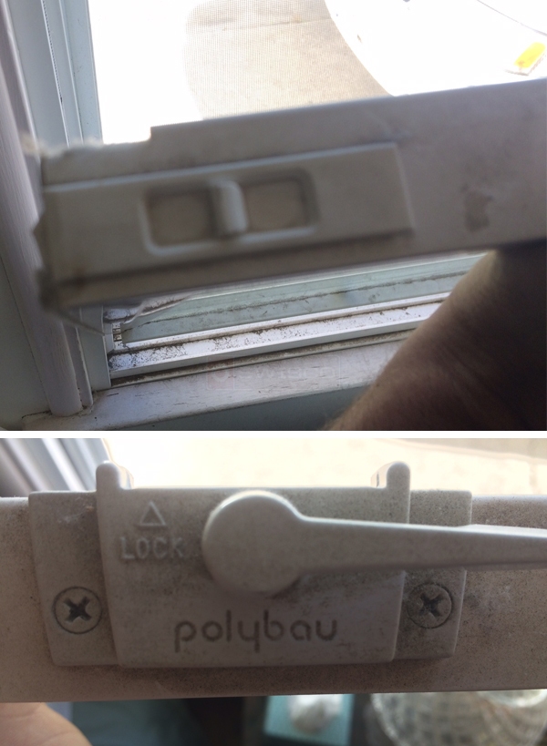User submitted photos of window hardware.