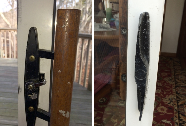 User submitted photos of a patio door handle set.
