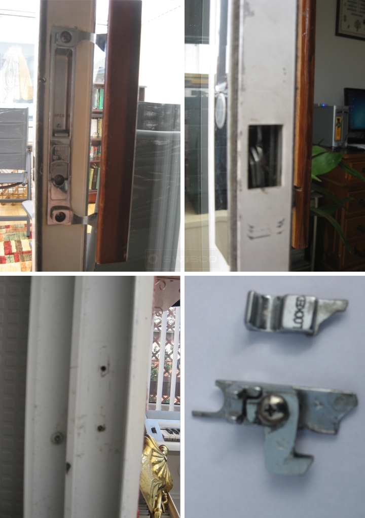 User submitted photos of patio door hardware.