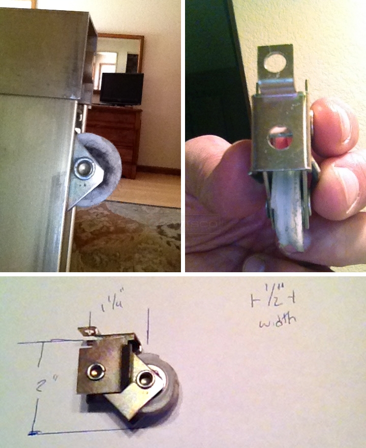 User submitted photos of a mirror closet door roller.