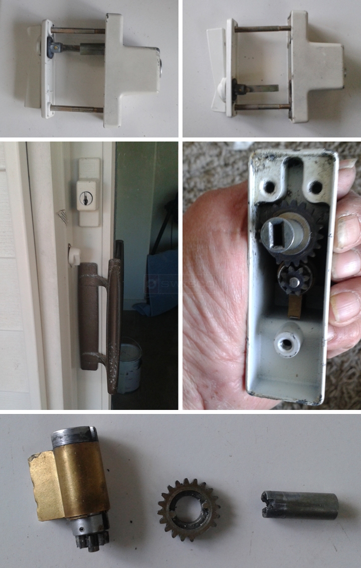 User submitted photos of patio door hardware.