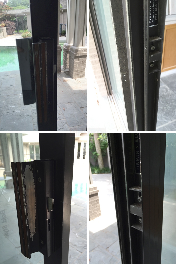 User submitted photos of patio door hardware.