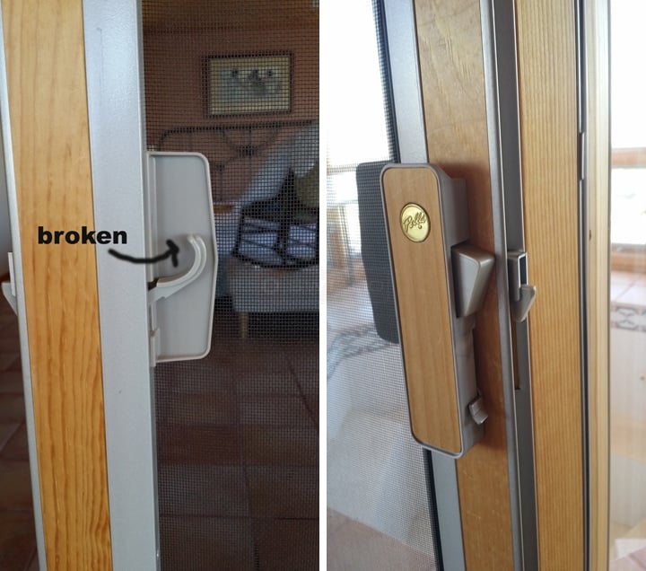 User submitted photos of patio screen door hardware.