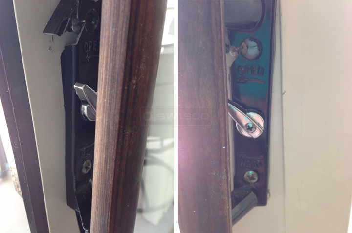 User submitted photos of patio door hardware.
