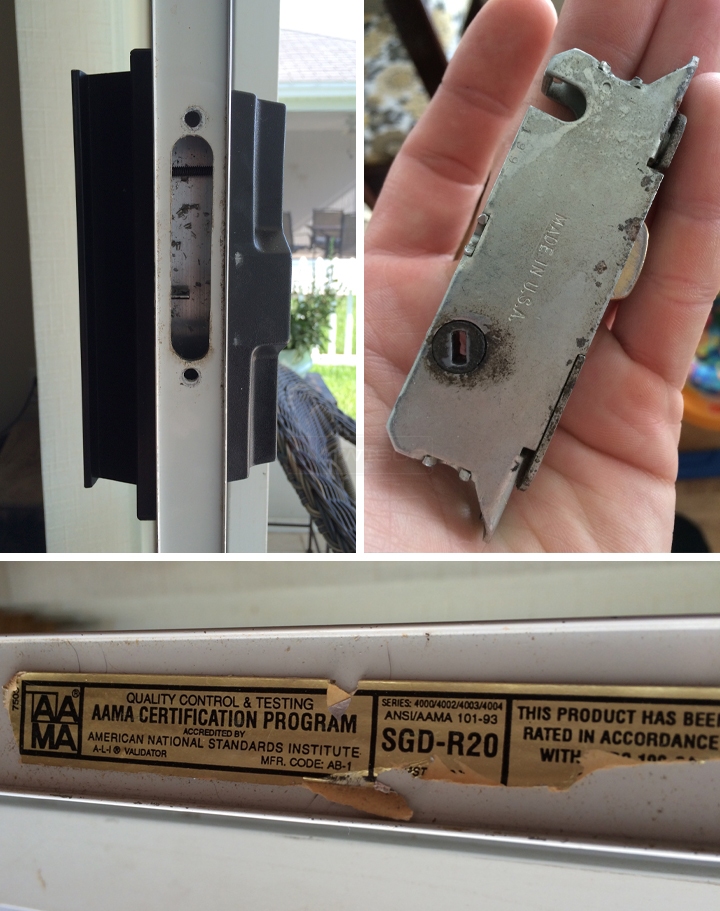 User submitted photos of patio door hardware.