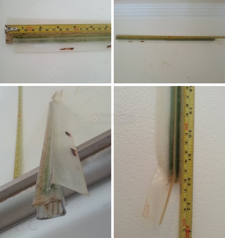 User submitted photos of a shower door sweep.