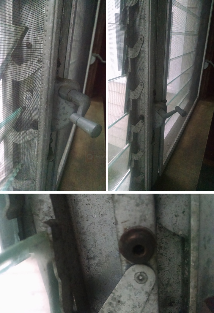 User submitted photos of jalousie window hardware.