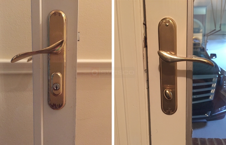 User submitted photos of a storm door handle set.