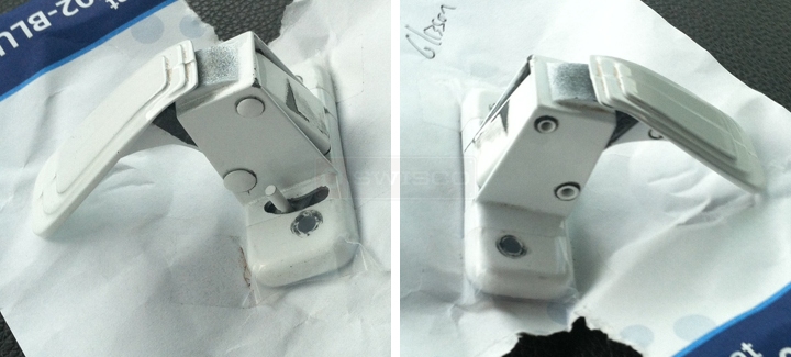 User submitted photos of a storm door latch.