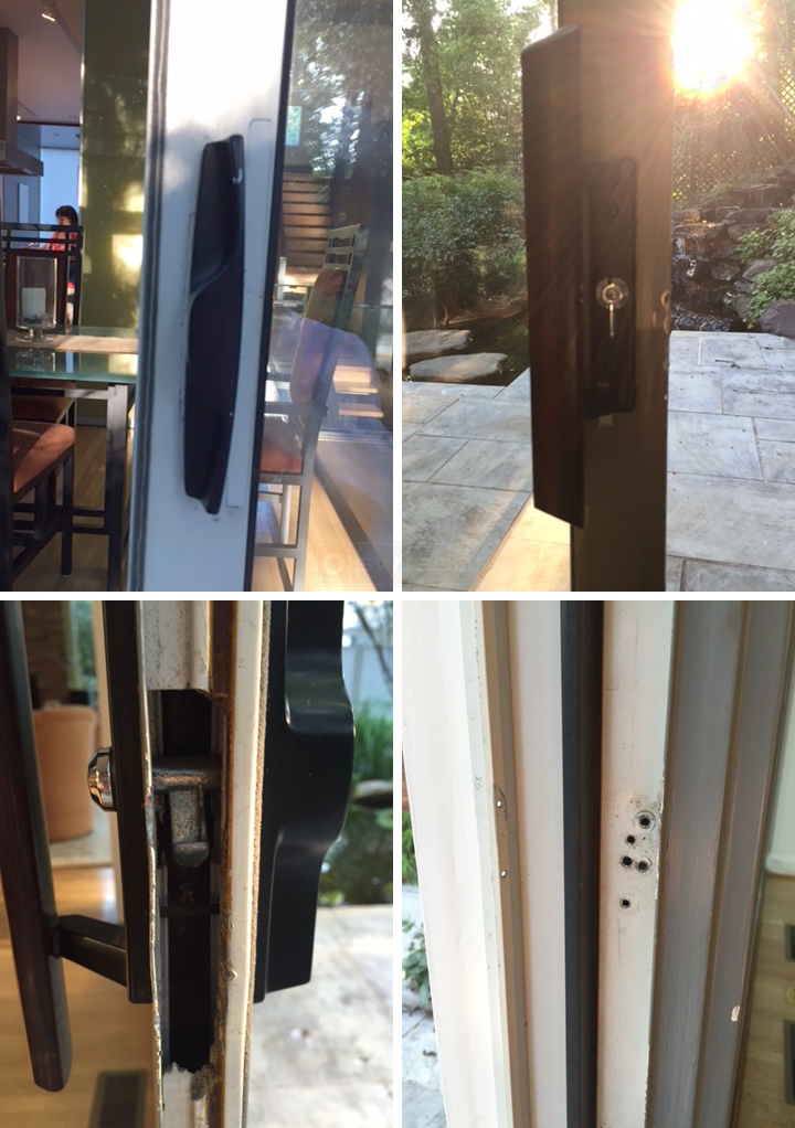 User submitted photos of patio door hardware.