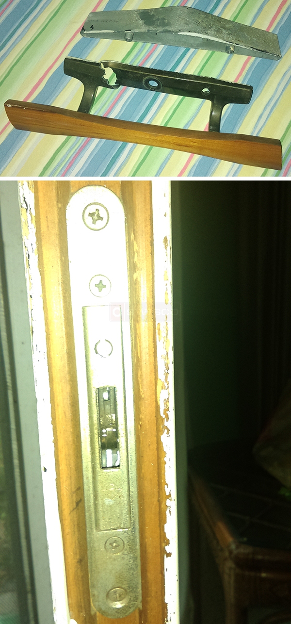 User submitted photos of patio door hardware.