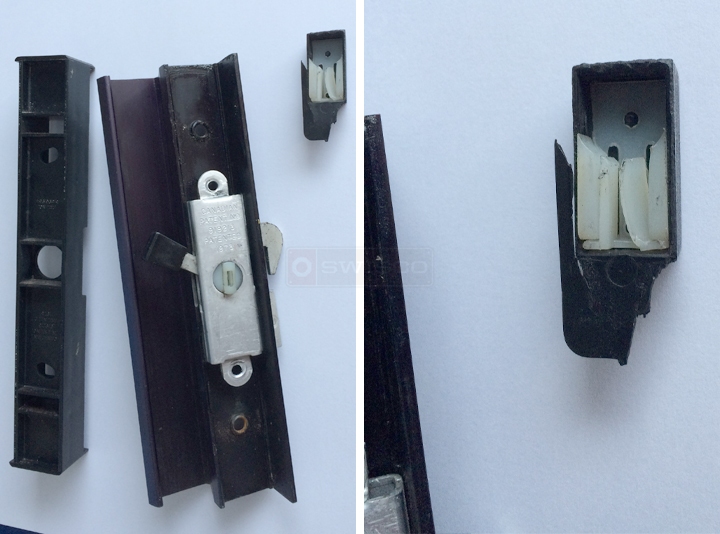 User submitted photos of patio door hardware.