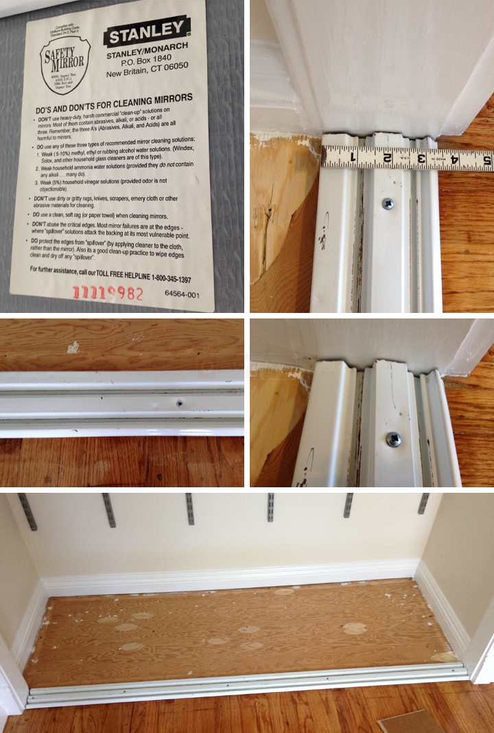 User submitted photos of a closet door track.