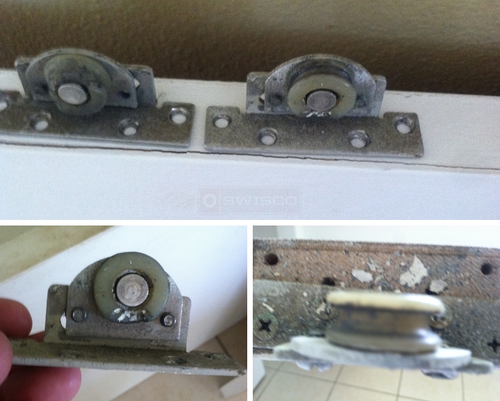 User submitted photos of closet door rollers.