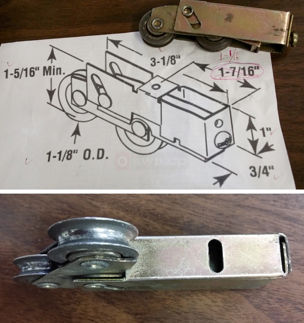 User submitted photos of a patio door roller.