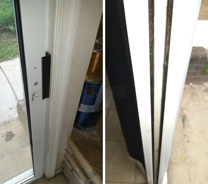 User submitted photos of patio door hardware.