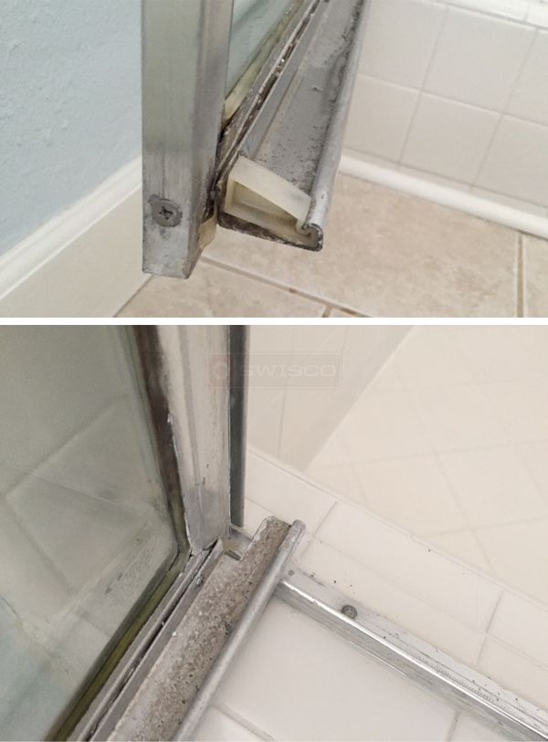 User submitted photos of a shower door sweep.