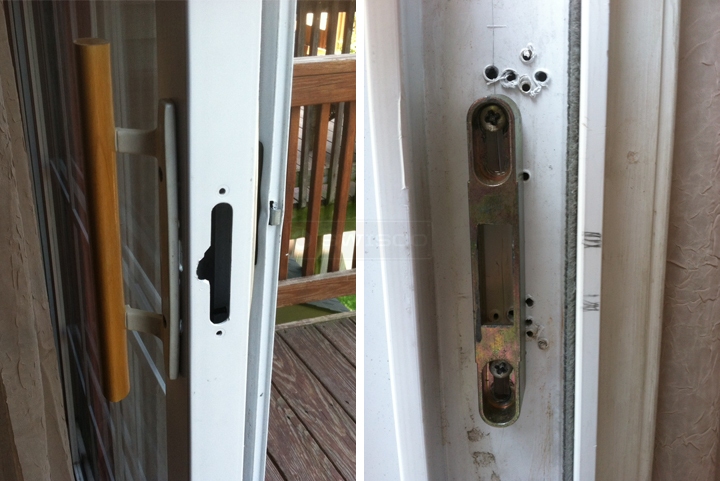 User submitted photos of patio door hardware.